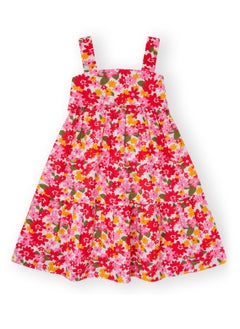 Buy Soft and Comfortable Floral Print Cotton Summer Dress for Girls Pink and Red in UAE