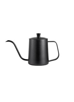 Buy Coffee Drip V60 Pour Over Kettle With Lid Tea Pot 304 Stainless Steel Teflon Coated Pitcher Black 350ml in Saudi Arabia