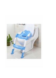 اشتري Baby Potty Toilet Chair Training Seat With Adjustable Ladder Infant Anti Slip Folding Toilet Trainer Safety Seats Blue 40x20x40cm في الامارات