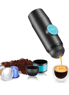 Buy Portable Electric Espresso Coffee Machine, Cordless Heating Double Serve Mini Coffee Maker with 2-in-1 Coffee Powder/Capsule Bin 15Bar Pump Pressure Auto Brew in UAE