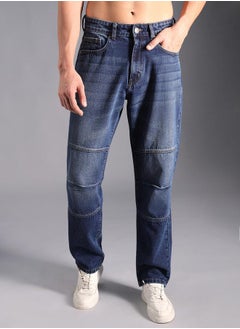 Buy Cut & Sew Panel Mid Rise Straight Fit Jeans in Saudi Arabia