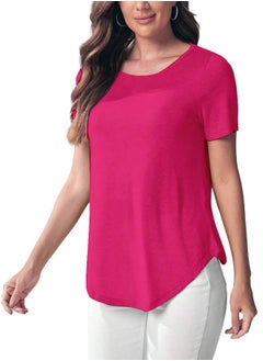 Buy Regular Fit T-shirt - Viscose - Half Sleeve Curved Top For Women in Egypt