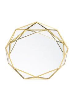 Buy Gold Clear Glass Mirror Tray for Home Decor Dresser Tabletop 9.8Inch in Saudi Arabia