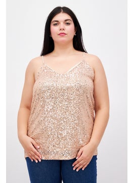 اشتري Women Plus Size V Neck Sleeveless Sequins Tank Top, Light Rose في الامارات