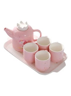 Buy 6-Piece Teapot Set Pink/White in UAE