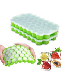 Buy Ice Cube Trays with Lids, 2 Pack 74 Ice Cube Molds Silicone Flexible and BPA Free, Ice Cube Trays with Removable Lids for Chilled Drinks in Saudi Arabia