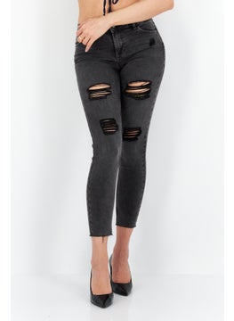 Buy Women Skinny Fit Washed Stretchable Jeans, Grey in Saudi Arabia