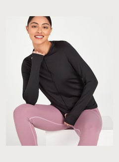 Buy Stitch Insert Thumbhole Detail Long Sleeves Active Top in Saudi Arabia