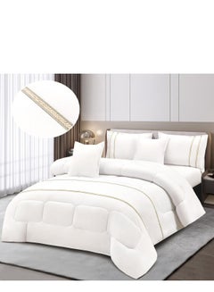 اشتري مفرش سرير صيفي نفرين 6 قطع حشوة وسط بتصميم هندسي خامة مايكرو فايبر 230×250 سم في السعودية