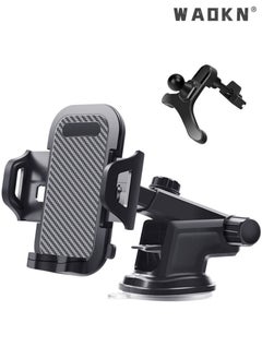 اشتري 2 In 1 Universal Suction Cup And Air Vent Car Phone Mount For Dashboard Windshield Mobile Holder Car With Heat Resistant Strong Suction Cup Car Phone Mount Compatible With iPhone 15 14 S24 S23 Black في الامارات