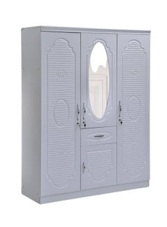 Buy MODERN 3 Door Wooden Wardrobe Cabinet Cupboard Engineered Wood Perfect Modern Design With Mirror 234 Color White in UAE