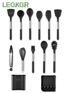 Buy 13 Pcs Kitchen Cooking Utensils Set Heat-resistant Silicone Spatula Tools Set with Stainless Steel Handle in Saudi Arabia