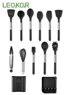 اشتري 13 Pcs Kitchen Cooking Utensils Set Heat-resistant Silicone Spatula Tools Set with Stainless Steel Handle في السعودية