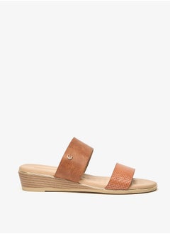 Buy Women's Textured Slip-On Sandals with Wedge Heels in UAE