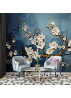 Buy Fancy Japanese Cherry Blossoms Fabric Wallpaper Covers An Area ​​Up To 4.2Mx3M With Adhesive And Smoothing Tool in Egypt