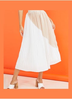 Buy Colorblock Pleated A-Line Midi Skirt in Saudi Arabia