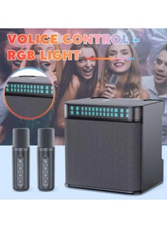 Buy Karaoke Machine for Kids/Adults,  Portable Bluetooth PA Speaker System with 2 Wireless Microphones, Colorful LED Light That Changes,... in UAE