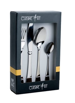 اشتري Cuisine Art Zoya 16-Piece Cutlery Set - Sleek Silver Stainless Steel Flatware في الامارات