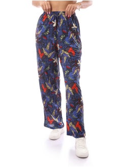 اشتري Loose Printed Knitted pajamas Pants With Elasticated Waist في مصر