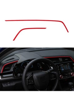 اشتري 10th Gen Civic 2pcs Center Consoles Stickers Air Vent Trims Dash Board Panel Strips Decals for Honda Sedan Hatchback Coupe 2021 2020 2019 2018 2017 2016 Red في الامارات