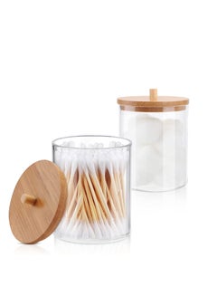 Buy Qtip Holder, Acrylic Dispenser Bathroom Tank Suitable For Cotton Balls, Cotton Swabs, Cotton Round Pads, Dental Floss, Bathroom Accessories Storage And Storage (2 Pieces) in UAE