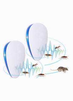 اشتري 2 Pcs Ultrasonic Pest Repeller Electronic Plug in Indoor Defende Use for Drive Fleas Mosquitos Bed Bugs Cockroach Rats Rodents Mice Insect Ants Spiders Away في السعودية