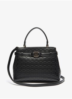 Buy Women's Monogram Embossed Tote Bag with Zip Closure and Grab Handle in Saudi Arabia