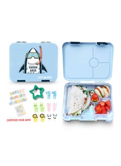 اشتري 4 Compartment Bento Lunch Box With Sandwich Cutter Set - Shark Blue في الامارات