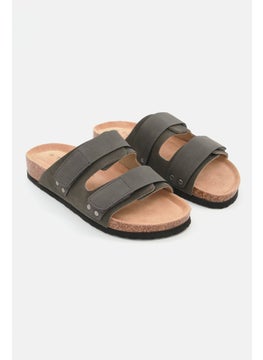 اشتري Men Velcro Flat Cork Sandals, Dark Grey في السعودية