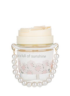 Buy Heat Resistant Glass Straw Cup with Pearl Chain in UAE
