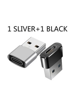 Buy 【2 PCS】USB A to Type C Adapter Charger Adapter ，USB type C Female USB to male USB Charger（Black and silver） in UAE