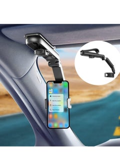 Buy Car Phone Holder for Sun Visor, 1080° Rotatable Sun Visor Car Phone Mount Foldable Dashboard Phone Holder for Car, Universal Adjustable Spring Clip Car Cell Phone Stand for All Phone in Saudi Arabia