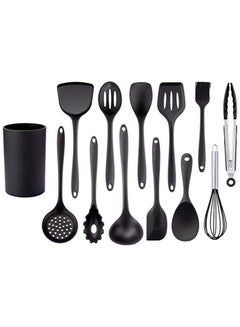 Buy 13Pcs Silicone Cooking Kitchen Utensils Set with Holder Silicone Spatula spoon set Cooking Tool BPA Free Non Toxic Turner Tongs Spatula Spoon Kitchen Gadgets Set for Nonstick Heat Resistant Cookware in UAE