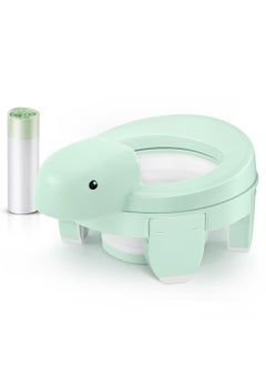 اشتري 4 in 1 Potty Training Toilet for Kids, Portable Baby Toilet, Potty Training Toilet Seat with Lid and  Splash Guard, Including 20 Pcs Storage Bag, for Home, Travel (Green) في السعودية