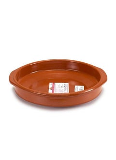 اشتري Brown Terracotta Round Deep Plate With Handle 34 cm, Sapin في الامارات