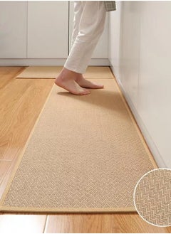 اشتري 2-Piece Kitchen Anti-Slip Rug Set Kitchen Mat Jute Khaki 120x40 cm/60x40 cm في الامارات