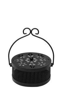 Buy Mosquito Coil Box Iron Holder Household Censer Repellent Incense Coil Durable Burner Handle Classical Design Portable Metal Retro Round Household Easy to Carry with Lid in Saudi Arabia