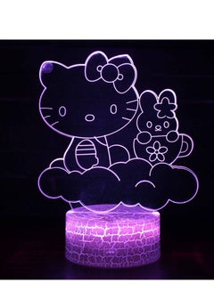 Buy 3D LED Night Light Table Desk Lamp 16 Color Optical Illusion Lights Hello Kitty 2 in UAE
