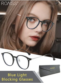 Buy Women's Blue Light Blocking Glasses, Blue Light Filter Computer Reading Gaming TV Phones Round Eyeglasses, Fashion Anti Eyestrain Headache Eyewear in UAE