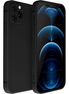 Buy Protective Case Cover For APPLE IPHONE 12 PRO MAX LIQUID SILICON BLACK in UAE