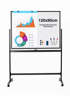 Buy COOLBABY Large Size Rolling Whiteboard 90 * 120cm  Magnetic Whiteboard with Base  Double Sided Adjustable Height Dry Wipe Board  Mobile with Easel  Suitable for home offices and schools in UAE