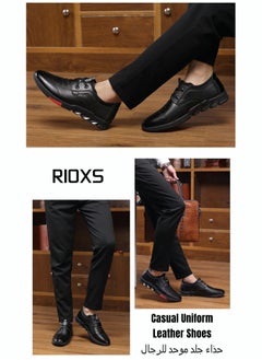 Buy Men's Business Formal Casual Leather Shoes Lace-Up Round Toe Fashion Oxford Shoes With Low Heel in Saudi Arabia