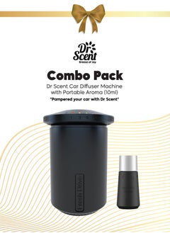 Buy Combo Pack - Dr Scent Car Diffuser Fragrance Machine (Black) With Portable Aroma (10ml) (Event) in UAE