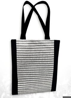 Buy Black lines casual printed linen tote bag in Egypt