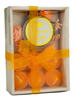 Buy Pillar scented candle Set of 6 with gift box packaged for Home Decor , Diwali Candle Decor, long lasting  Candles for Gifting to Loved Ones(Orange) in UAE