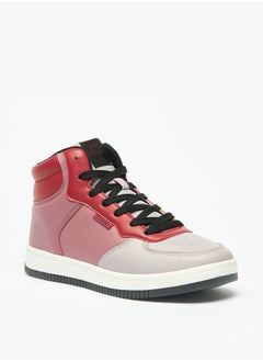 Buy Women's Panelled High Top Sneakers with Lace-Up Closure in Saudi Arabia