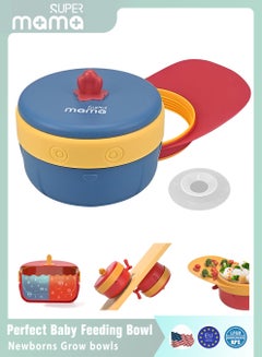 Buy Baby feeding bowl with suction and lid cute lunch box for kids school to keep cold or hot toddler tableware gifts in UAE