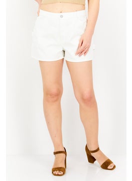 Buy Women Solid Denim Shorts, White in UAE