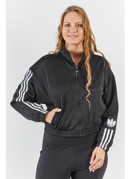 Buy Women Sportswear Fit Embroidered Logo Full Zip Sweatshirt, Black in UAE