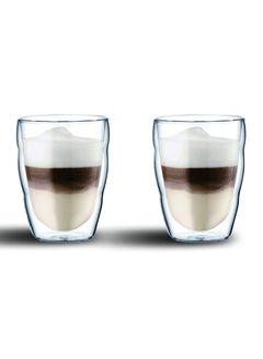 Buy Set of Two 250ml Double Walled Coffee Glass for Hot and Cold Drinks in UAE